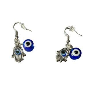 Hamsa Hand & Evil Eye Dangle Earrings